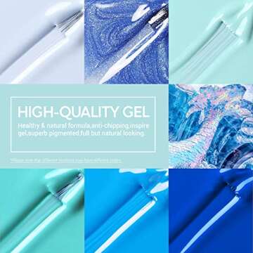 Modelones Blue Gel Nail Polish Set 6 Colors, Color Changing Glitter Royal Klein Blue Azure Navy Cobalt Sky Light Mermaid Turquoise Nail Art Kit Soak Off Manicure Christmas Gifts for Women Ocean Collection