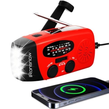 iRonsnow Solar Emergency Hand Crank Weather Radio - Essential for Camping & Emergency Preparedness