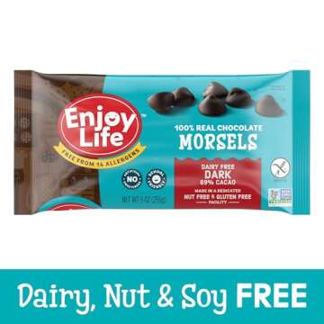 Enjoy Life Baking Chocolate Semi-Sweet Mega Chunks, Dairy Free, Soy Free, Nut Free, Non GMO, Gluten Free, Vegan Chocolate Chips, 10 oz bag
