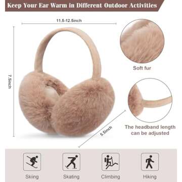 YSense Adjustable Winter Earmuffs for Women - Ear Warmers