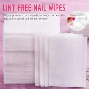 Gel Nail Polish Remover Clip Set, TsMADDTs Pink Finger Nail Clips for Polish Removal UV Gel Acrylic, Soak Off Caps with 600Pcs Cotton Lint-free Wipes, Brush