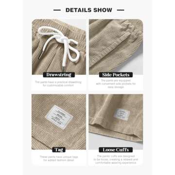 JMIERR Men's Corduroy Shorts Casual Elastic Waist Drawstring Lightweight Summer Beach Shorts for Resort Wear 38 (X-Large) Parchment