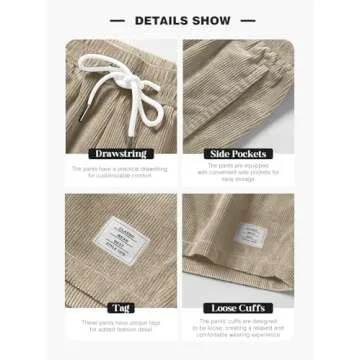 JMIERR Men's Corduroy Shorts Casual Elastic Waist Drawstring Lightweight Summer Beach Shorts for Resort Wear 38 (X-Large) Parchment