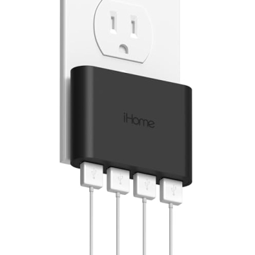 iHome Slim USB Wall Charger: 4 Port Power Adapter