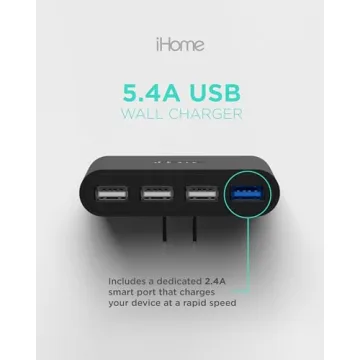 iHome Slim USB Wall Charger: 4 Port Power Adapter