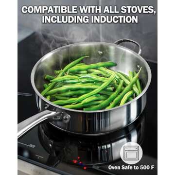 Cooks Standard Stainless Steel Sauté Pan with Lid, 11-inch