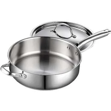 Cooks Standard Stainless Steel Sauté Pan with Lid, 11-inch