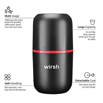 Wirsh Coffee Grinder with Large Capacity for Coffee and Spices