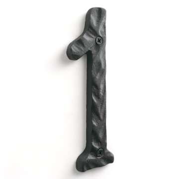 NACH House Numbers for Outside, 5.5 inch Black Address Numbers for House - Number 1 - Rustic Numbers...