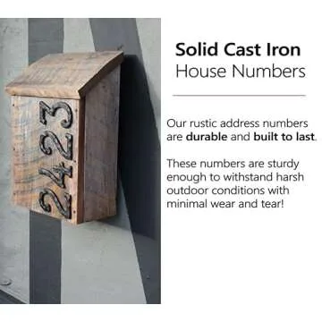 NACH House Numbers for Outside, 5.5 inch Black Address Numbers for House - Number 1 - Rustic Numbers for Outside with Mounting Hardware