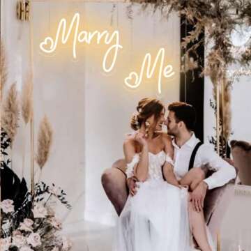 Airnesolly Marry Me Neon Sign Warm White Marry Me Light Up Letters 11.5’’x15.7’’+10’’x9.1’’ Two-Piece Led Neon Lights For Proposal Wedding Indoor Outdoor Wall Decorations