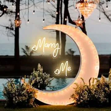 Airnesolly Marry Me Neon Sign Warm White Marry Me Light Up Letters 11.5’’x15.7’’+10’’x9.1’’ Two-Piece Led Neon Lights For Proposal Wedding Indoor Outdoor Wall Decorations