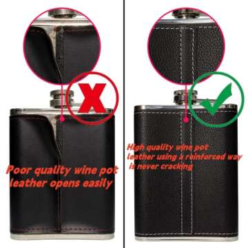 Stylish 8oz Black Leather Flask Set with Shot Glasses