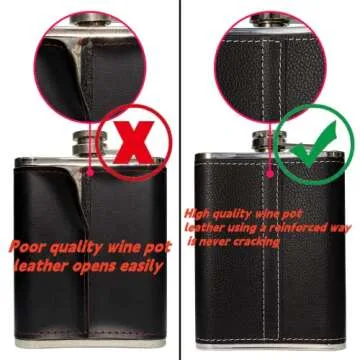 Stylish 8oz Black Leather Flask Set with Shot Glasses