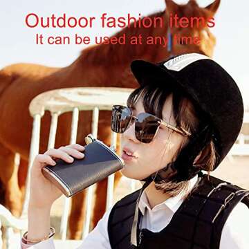 Stylish 8oz Black Leather Flask Set with Shot Glasses