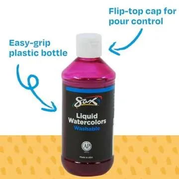 Sax Liquid Washable Watercolor Paint, 1/2 Pint, Assorted Colors, 8 Ounce (Pack of 8) - 1567858