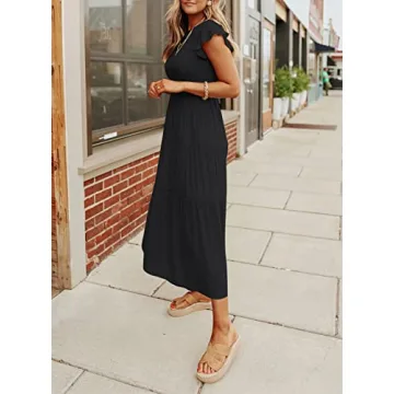 ZESICA Women's Tiered Midi Dress for Summer Style
