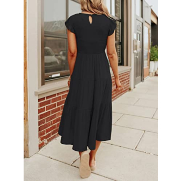 ZESICA Women's Tiered Midi Dress for Summer Style