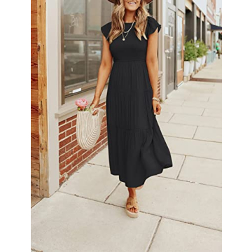 ZESICA Women's Tiered Midi Dress for Summer Style