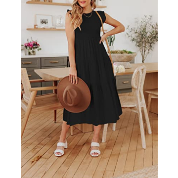 ZESICA Women's Tiered Midi Dress for Summer Style
