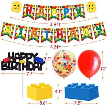 Building Blocks Happy Birthday Party Decorations Pack