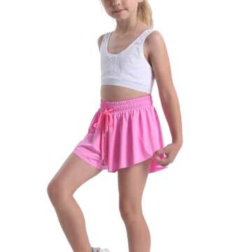 3 Pack Butterfly Flowy Shorts Skirts for Girls Tennis Cheer Stuff Athletic Preppy Running Sports Skirt for Teen Girls（Black, White, Rose red, S