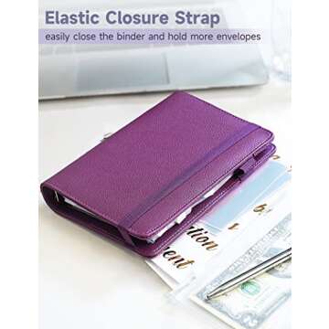 A6 Budget Binder with 10 Zipper Envelopes, PU Leather Money Binder Organizer for Cash Envelope Binder for Budgeting, Savings Binder with Budget Sheets & Stickers, Budget Organizer for Cash
