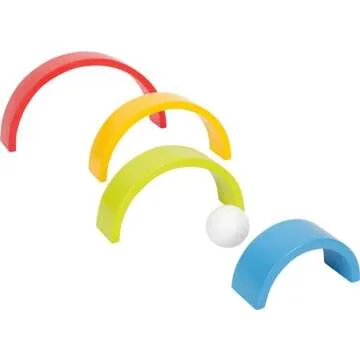 Wooden Rainbow Building Blocks with Ball (Large) by Small Foot – Babies Learn Hand-Eye Coordination, Patterns, Colors While Developing Fine Motor Skills – Educational Game for Toddlers –Age 12+ months