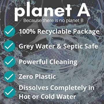 Planet A (60 Loads) Fresh Linen - Laundry Detergent Soap Sheets - Plastic Free - Hypoallergenic Eco Friendly Wash - No Liquid Great for Travel Cleaning sheets