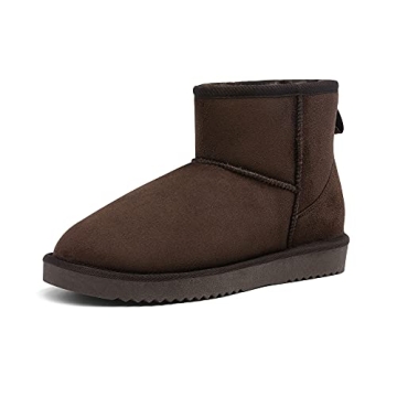 DREAM PAIRS Women's Black Brown Tan Grey Winter Snow Boots Classic Faux Fur Lined Slip On Ankle Boot...