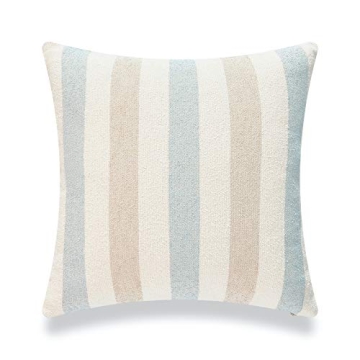 Hofdeco Beach Coastal Decorative Pillow Cover ONLY for Couch, Sofa, or Bed, Light Blue Tan Taupe Wov...