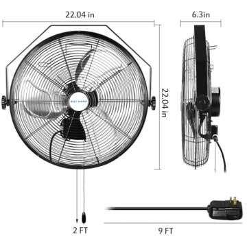 BILT HARD 4300 CFM 18 in. Outdoor Wall Mount Fan, 3-Speed Waterproof Wall Fan Industrial Grade High Velocity Outdoor Fans for Patio, Commercial, Garage, and Gazebo Use- UL Listed Black