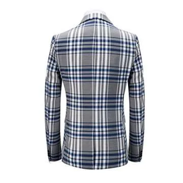 Mens 3 Piece Suit Check Plaid Slim fit One Button Formal Dress Blazer Jacket Tux Vest & Trousers