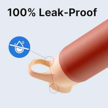 Insulated Water Bottle with Straw - Encool Stainless Steel Water Bottle, Reusable Leakproof and BPA-Free for Sports, Travel, Cold for 24 Hours, 24 oz, Red Rose