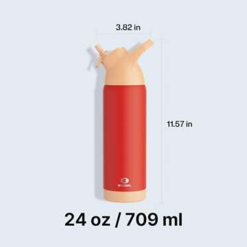 Insulated Water Bottle with Straw - Encool Stainless Steel Water Bottle, Reusable Leakproof and BPA-Free for Sports, Travel, Cold for 24 Hours, 24 oz, Red Rose