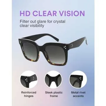 Fashion Retro Square Sunglasses with UV400 Protection