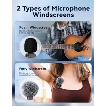 Ponovo Lavalier Microphone for USB C Android Phone, Wireless Mini Lapel Mic Compatible with iPhone 15 (USB-C), Dual Clip on Lav Mic Lasting 12H for Video Recording YouTube Vlog Tiktok Livestream