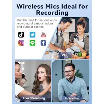 Ponovo Lavalier Microphone for USB C Android Phone, Wireless Mini Lapel Mic Compatible with iPhone 15 (USB-C), Dual Clip on Lav Mic Lasting 12H for Video Recording YouTube Vlog Tiktok Livestream