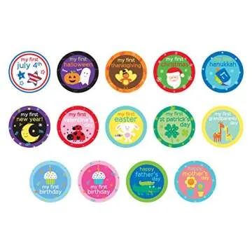 Tiny Ideas Baby's First Holiday Belly Stickers-Easter, Mother's Day, Father's Day, Fourth of July, Halloween, Thanksgiving, Christmas, Hanukkah, New Year, Valentine's Day, Grandparents Day