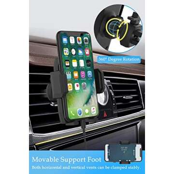 K KOMOI Cell Phone Holder for Car, Universal Car Air Vent Mount with Adjustable Compatible (Black)