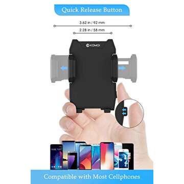 K KOMOI Cell Phone Holder for Car, Universal Car Air Vent Mount with Adjustable Compatible (Black)