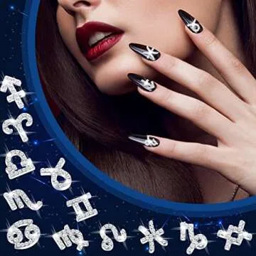 48 Pcs Zodiac Sign Nail Charms Zodiac 3D Rhinestone Jewelry Art Nail Charms DIY Horoscope for Jewelry Making Necklace Bracelet Earrings Crafts Supplies(Silver)