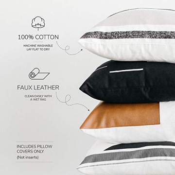 Woven Nook Decorative Leather Pillow Covers - 4 Pack