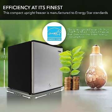Whynter CUF-112SS Mini, Energy Star Rated Small Upright Freezer with Lock, Stainless Steel -1.1 Cubi...