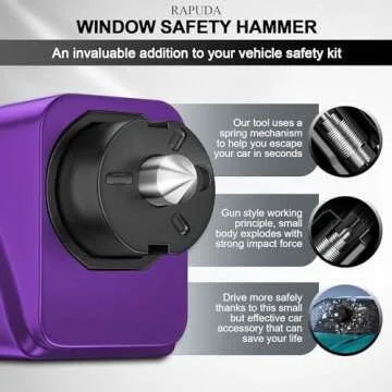 RAPUDA Window Breaker Seatbelt Cutter,3-in-1 Mini Glass Breaker, 3 Pack Car Escape Tool for Land and Underwater,Keychain Car Emergency Tool（Pink/Purple/Sky Blue）