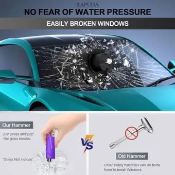 RAPUDA Window Breaker Seatbelt Cutter,3-in-1 Mini Glass Breaker, 3 Pack Car Escape Tool for Land and Underwater,Keychain Car Emergency Tool（Pink/Purple/Sky Blue）