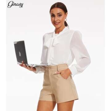 Ginasy High Waisted Shorts for Women Trendy Summer Shorts Dressy Casual Wide Leg Shorts with Pockets Khaki