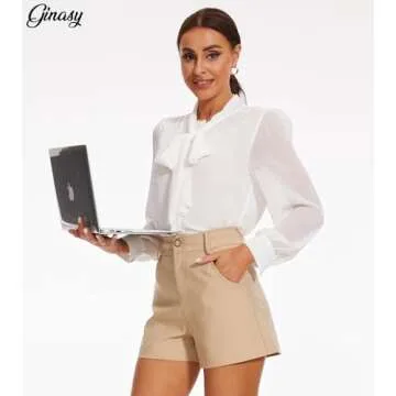 Ginasy High Waisted Shorts for Women Trendy Summer Shorts Dressy Casual Wide Leg Shorts with Pockets Khaki