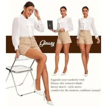 Ginasy High Waisted Shorts for Women Trendy Summer Shorts Dressy Casual Wide Leg Shorts with Pockets Khaki