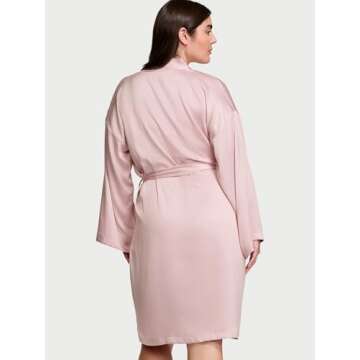 Victoria's Secret Fashion Show '24 Women's Satin Midi Robe, Chalk Rose, M/L